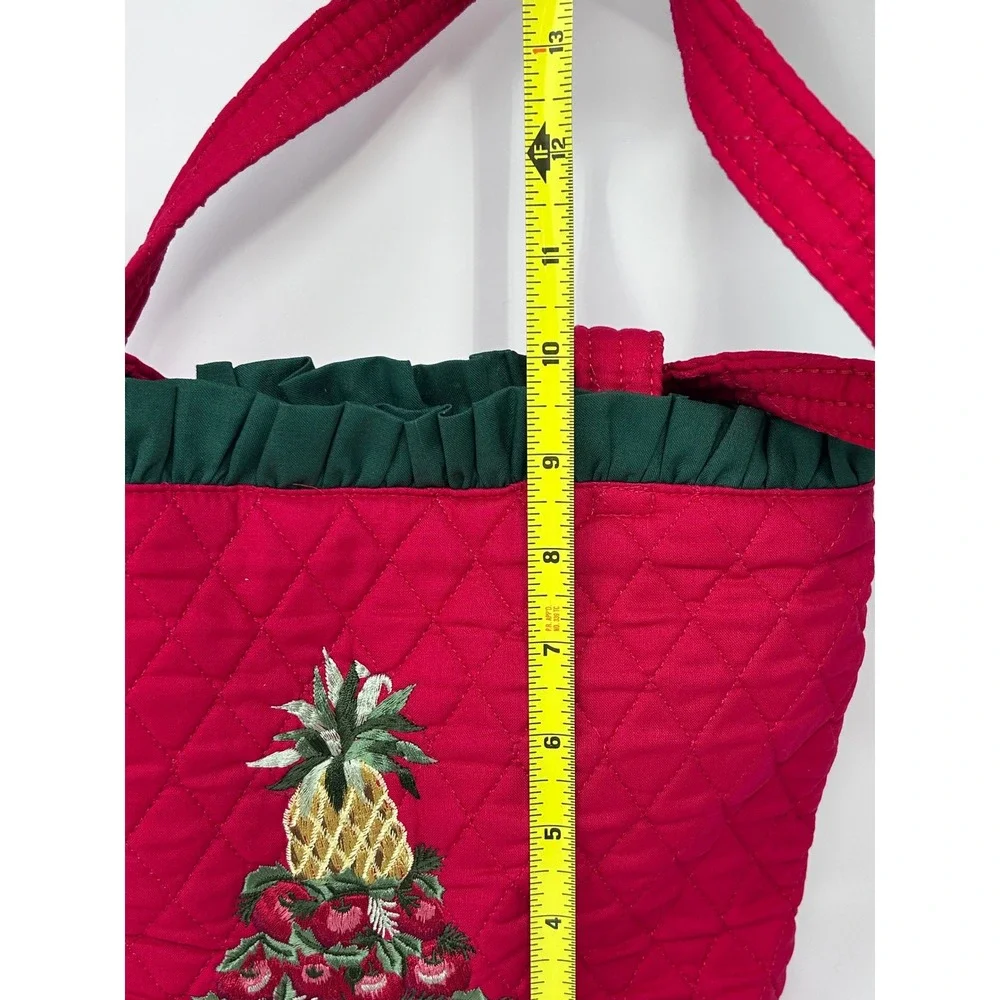 Vintage Williamsburg‎ Christmas Quilted Tote Bag Pineapple Apple Embroidery NEW